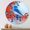 Designart - Bright Bird Bullfinch Sitting On A Branch III - Traditional Metal Circle Wall Art